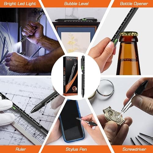Easter Gifts for Men, Mens Easter Basket Stuffers, Fathers Day Dad Gifts from Daughter Son Wife, 9 in 1 Multitool Pen, Cool Tools Gadgets Birthday Stocking Stuffers for Husband Him Adult Dad thumbnail 6