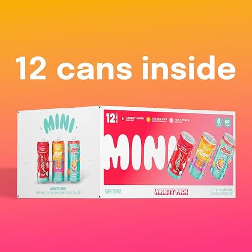 Alani Nu VARIETY PACK (CHERRY SLUSH, JUICY PEACH, ORANGE KISS), Low Calorie Energy Drinks, 100mg Caffeine, Biotin, B Vitamins, Zero Sugar, 10 Calories or Less, 8 Fl Oz Cans, 12 Pack thumbnail 6