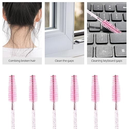 Tbestmax 200 Disposable Mascara Wands Spoolies Eyelash Brush，Eye Lash Eyebrow Extension Applicator Pink Black thumbnail 5