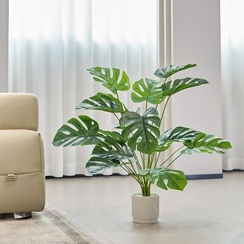 ELTNEGSA 28" Fake Plants Large Artificial Plants Indoor Tall Faux Monstera Plant for Home Office Living Room Garden Decor thumbnail 2