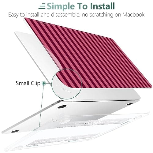 TWOLSKOO for MacBook Air 15 inch Case 2026 2025 2024 2023 Release M5 A3448 M4 A3241 M3 A3114 M2 A2941, Plastic Hard Shell & Screen Protector & Keyboard Cover & Type C Adapter, Dark Pink Stripes thumbnail 6