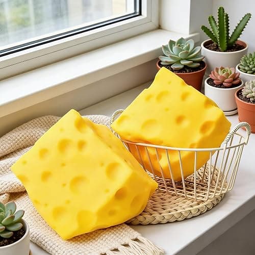 Butter Squishy, Cheese Squishy, Big Cheese Squishy Stress Ball Realistic Design, Slow-Rebound Shapeable Squeeze Ball Sensory Fidget Toy Relieves Stress for Kids and Adults (2pcs-B) thumbnail 5