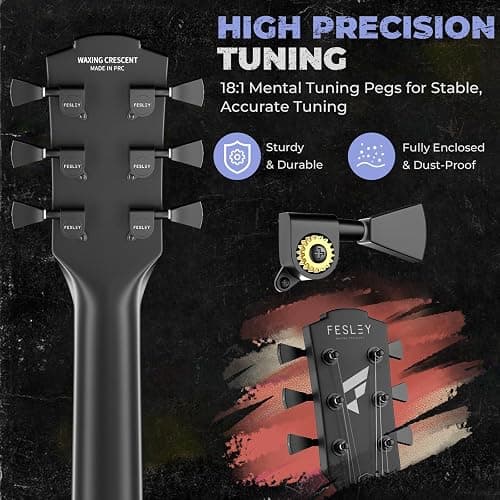 Fesley 39" LP Electric Guitar Kit: Full Size Solid Body Electric Guitars for Beginners with Humbucker Pickups,Poplar Body,Mahogany Neck,22 Frets,6 String Guitar with Gig Bag, FLP400,Matte,US Flag thumbnail 3