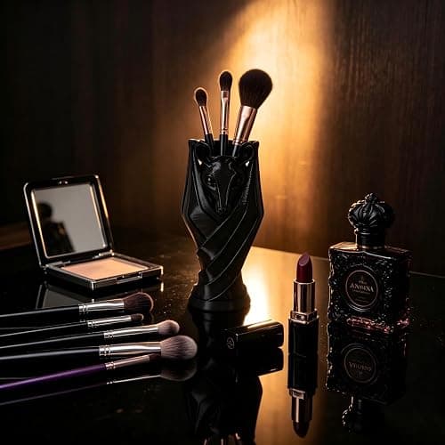 wsmart Black Gothic Bat Makeup Brush Holder - Resin Bat Pen Holder for Desk, Spooky Office Supplies, Emo Room Decor, Goth Home Decor & Gothic Gifts for Women Men thumbnail 2
