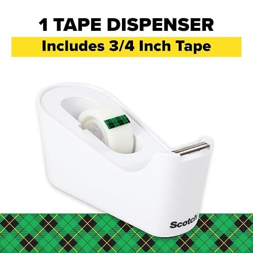 Scotch Tape Dispenser, White, Great for School or Office and Includes 1 Roll of Scotch Magic Tape 3/4 in x 350 in thumbnail 3