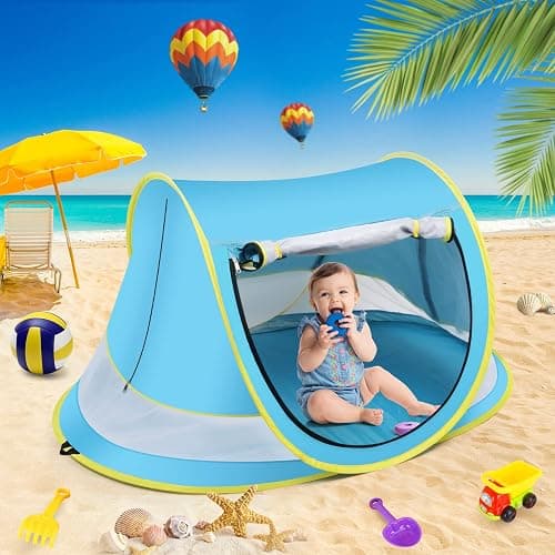Baby Beach Tent,Large Pop Up Beach Tent Sun Shade for Beach,Portable Baby Travel Tent with Mosquito Net,Indoor Baby Play Tent,UPF 50+ UV Protection Sun Shelters for Infants thumbnail 6