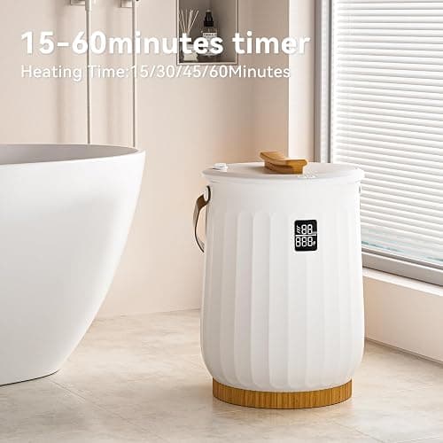 Large Towel Warmer for Bathroom, Luxury Heated Towel Warmer Bucket for SPA, Auto Shut Off, Fits Up to Two 40"X70" Oversized Towels, Bathrobes, Blankets, PJ's and More, Best Ideal Gifts - White, 20L thumbnail 4