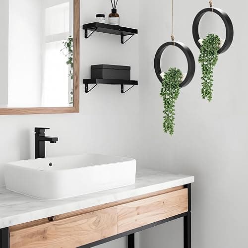 Der Rose 2 Pack Fake Plants Hanging Artificial Succulents Plants in Black Pots for Living Room Bathroom Accessories Boho Farmhouse Wall Decor thumbnail 4