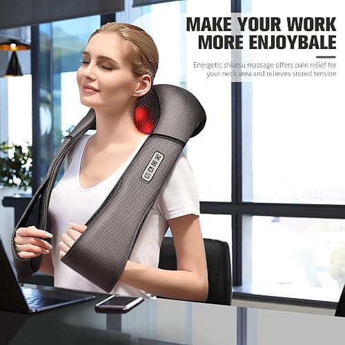 MagicMakers Neck Massager with Heat Gifts for Women, Men, Dad, Mom, Family, Friend, Mothers Day, Fathers Day, Christmas, Shiatsu Kneading Back Massager for Shoulder, Pain Relief, Muscle Soreness thumbnail 2