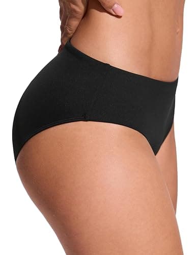 CRZ YOGA Mid Waisted Bikini Bottoms for Women - Full Coverage Bathing Suit Swimsuit Basic Swim Briefs thumbnail 4