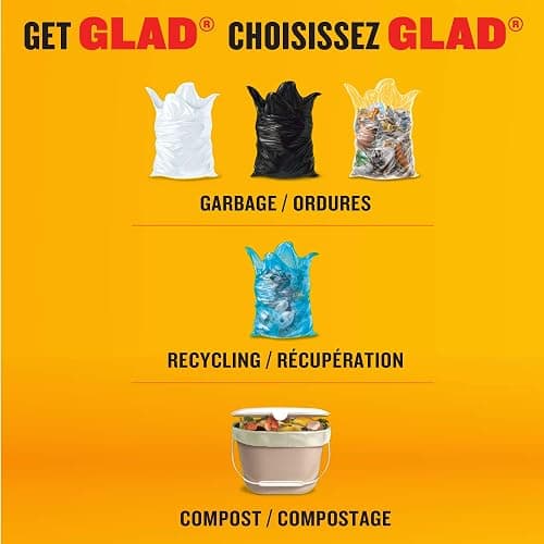 Glad White Garbage Bags - Tall 45 Litres - ForceFlex, Drawstring, with Febreze Fresh Clean Scent, 50 Trash Bags, Made in Canada of Global Components thumbnail 5