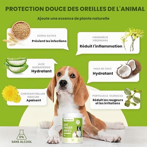 PawSono Lingettes Nettoyantes Oreilles Chien & Chat 50pcs, Doigt Lingette Oreille Animaux, Nettoyant Oreilles Chien Chat Naturel, Anti Odeur Cire, sans Alcool, Lingettes Jetables Chiot Chaton thumbnail 3