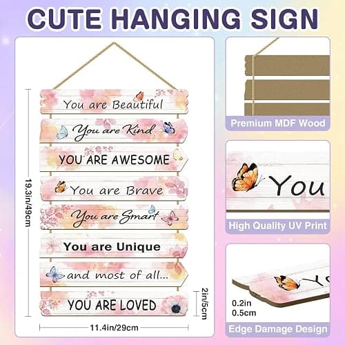 Paquesta Girls Room Decor Butterfly Wall Decor for Girls Bedroom Inspirational Wall Art for Kids Pink Wall Decorations Little Girl Toddler Room Wood Sign Nursery Room Decor (Butterfly) thumbnail 3