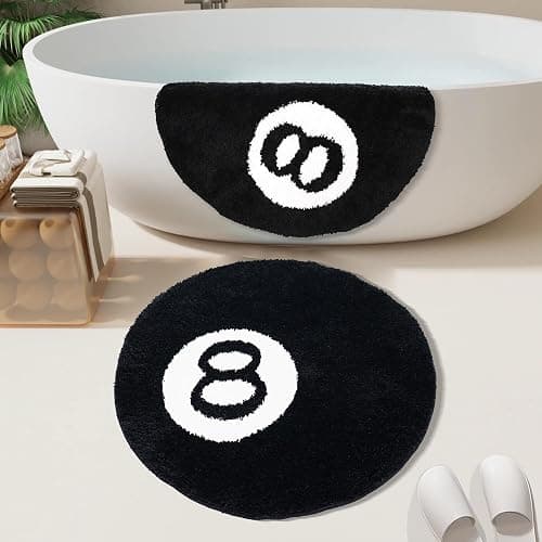 Ezuwail 8 Ball Rug, 24 inch Large Black Round Rug for Home Decor, Stussy Cool Eight Ball Rug for Bedroom Living Room, Housewarming Gift, Black thumbnail 9