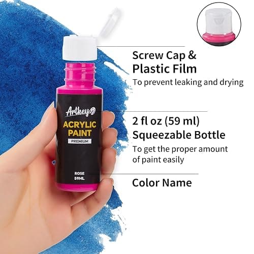 Artkey Acrylic Paint Set, 24 Colors 2 oz/59 ml Acrylic Paint Kit for Professional Artists & Beginners – Craft & Art Supplies for Canvas, Wood, Fabric, Rock, Leather, Ceramic, Glass, Easter Egg thumbnail 4