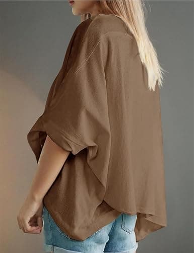 Agoeast Oversized Tshirts for Women Short Batwing Sleeve Crewneck Summer Tee Tops thumbnail 4