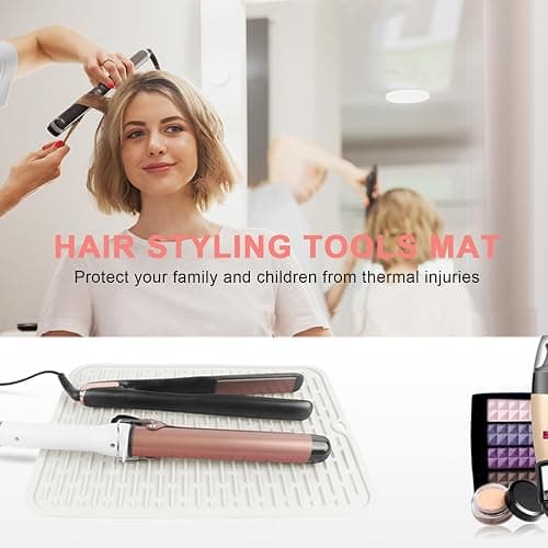 AMIJEAL Oversize Silicone Heat Resistant Mat for Hair Tools(14.2" x 11") | Curling Iron Mat, Hot Tools Holder, Portable Flat Iron Hair Straightener Pad Cover for Travel Vanity Salon thumbnail 2