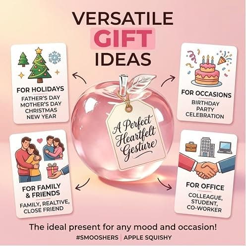 Glitter Pink Apple Squishy Toy,Slow Rebound Smooshers Stress Relief Squishy | Premium Slow-Rebound Glitter Apple Squishy Offers Portable Reusable Stress Relief As A Lovely Handy Gift thumbnail 7