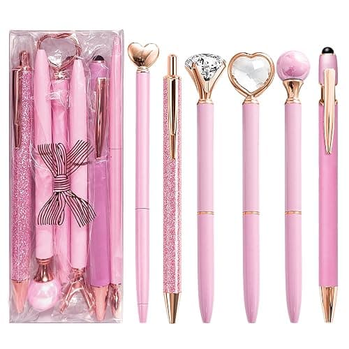 YOXMJDB Pink Pens for Women, 6 Pcs Cute Pens Ballpoint Pen Bulk, 1.0mm Medium Point Black Ink, Office and School Supplies Fancy Nice Pen Gifts for Girls Nurse Teacher (Pink) thumbnail 3