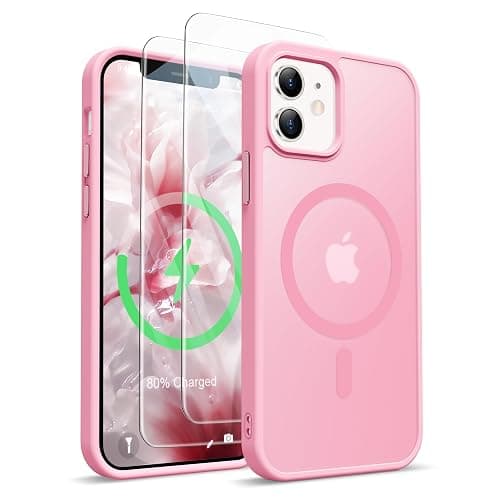 ORETECH Magnetic for iPhone 12 Case/iPhone 12 Pro Case, [Compatible with MagSafe][2 Pcs Screen Protectors][15 FT Drop Protection], Frosted Translucent Shockproof Phone Case Cover 6.1" Light Pink - Image 1