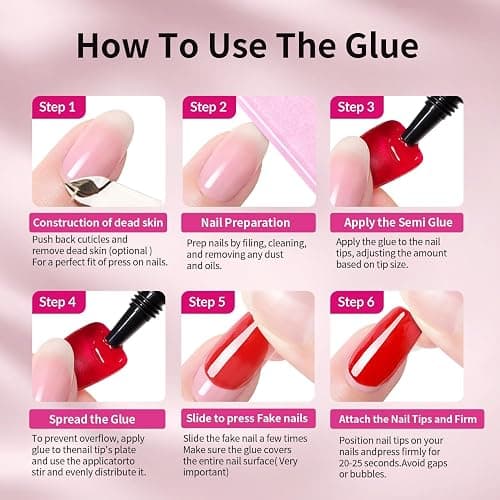 Bonitiva Quick Dry Semi Solid Gel Nail Glue 10g with 10ml Remover, Super Strong, No UV Lamp, Long Lasting Glue for Press on & Fake Acrylic Nails thumbnail 5
