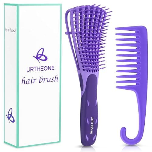 Hair Brush,Detangle Hair Brush, Detangler Brush for Women Men Adults Kids Afro American Type 3a-4c, Detangling Nylon Bristle Brush for Kinky Curly Coily Wavy Wet and Dry Hair,Purple - Image 1