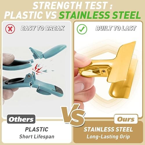 Funfery Gold Chip Clips Bag Clips Large Stainless Steel Clip for Food Storage,Air Tight Seal Chip Bag Clip 3 Inch Strong Food Clipp for Snack,Chips,Kitchen Decor,Home&Office Paper Heavy Duty-8 Pack thumbnail 4