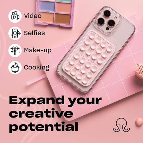 OCTOBUDDY Textures Mermaid Dragon - Silicone Suction Phone Case Adhesive Mount - Hands-Free Grip with 24 Suction Cups for Videos & Selfies - 2.6" x 3.9",Green Ash thumbnail 7