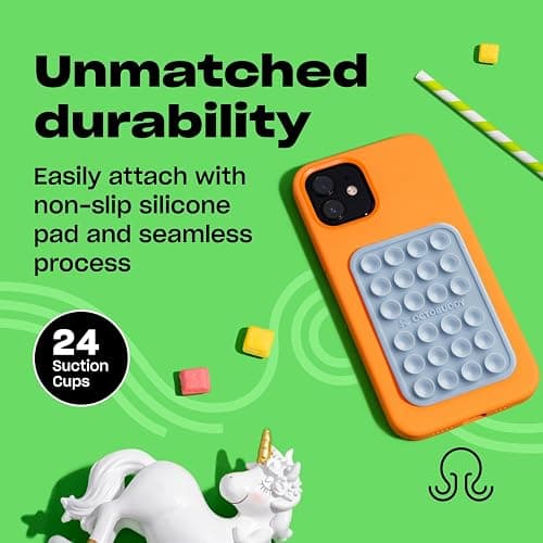 OCTOBUDDY Classic - Silicone Suction Phone Case Adhesive Mount - Hands-Free, Strong Grip Holder for Selfies & Videos - iPhone & Android Compatible - 2.25″ x 3.25″, Baby Blue thumbnail 4