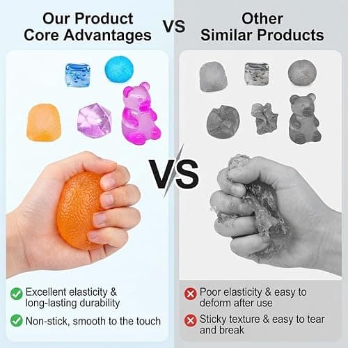 Chanyi9588 5Pcs Squishy Fidget Toys Set, Stress Ball Sensory Toys | 5-pc set in display box, made of flexible elastomer with varied textures for a satisfying, focus-enhancing tactile experience thumbnail 5