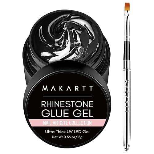 Makartt Nail Rhinestone Glue Gel with Brush Pen Set, 15ml Clear Nail Gem Glue Wipe-Off Super Strong Adhesive Nail Art Glue Gel for Nail Decorations 3D Stones Charms Flowers, Nail Lamp Needed thumbnail 9