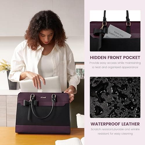LOVEVOOK Laptop Tote Bag for Women,Leather Work Bag, Waterproof Business Teacher Bag,Large Computer Handbag Purse Briefcase,Office Gifts for Women thumbnail 5