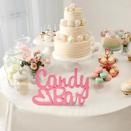 HOECMRHP Candy Bar Deko, Dekoschriftzug Candybar Tisch Ornament für Hochzeiten, Geburtstage und sonstige Events - Rosa - Rosa thumbnail 6