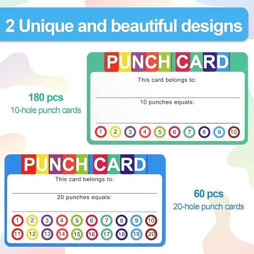Punch Cards for Classroom, 240 Pack Kids Behavior Reward Punch Cards, Incentive Punch Card for kids, Business, Students, Teachers, 2 Styles thumbnail 3