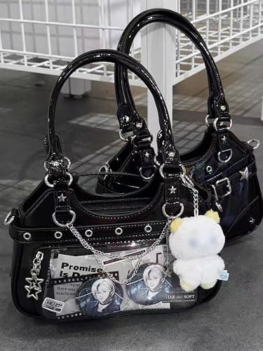 Uchyius Kawaii Ita Bag, PU Leather Shoulder Bag with Insert Anime Badge Display, Y2k Purse Pin Display Crossbody Bags thumbnail 6