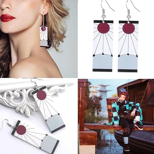 OEIOTEI Kamado Tanjirou-Ohrringe Cosplay-Zubehör Requisite Animation sekundäre periphere Ohrringe Acryl personalisierter Ohrring Kamado T-Fans-Geschenk Geschenk für Anime-Enthusiasten thumbnail 3
