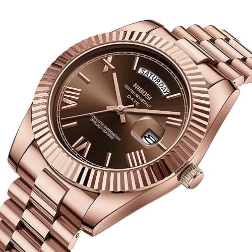 NIBOSI Men Watches Analog Quartz Stainless Steel Rose Gold Silver Watches for Men Waterproof Business Classic Desiger Wrist Watch with Day Date thumbnail 2