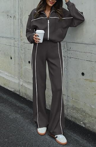 BTFBM Women's Two Piece Tracksuit Fall 2025 Long Sleeve Zip Up Sweatshirt Long Pants Outfits Jogger Sweatsuit Sets thumbnail 6