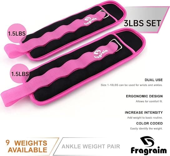 Ankle Weights for Women, Men and Kids - 1/2/3/4/6/8/10/12/15/20 LBS 1 Pair Strength Training Wrist/Leg/Arm Weight with Adjustable Strap for Jogging, Gymnastics, Aerobics, Home Fitness, Physical Therapy thumbnail 3