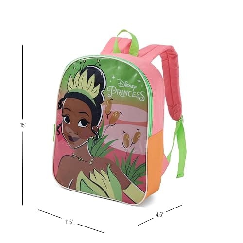 Disney Princess Tiana Backpack for Kids - Cute & Durable Kids Backpack for Girls with Padded Straps & Zip Compartment - Ideal Toddler Bookbag for School & Travel - 15” thumbnail 2