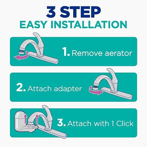 PUR Plus Vertical Faucet Mount Water Filtration System, Lead-Reducing Water Filter For Sink Faucet, Easy Install, 100 Gallons, Compatible with Sinks with External Aerators, Grey thumbnail 5