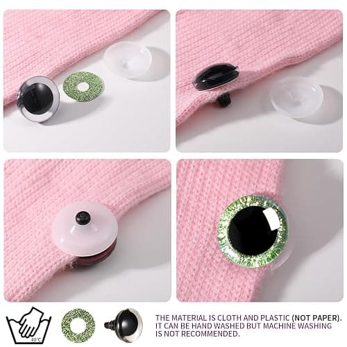 MUCUNNIA 96pcs 25mm 3D Glitter Plastic Safety Eyes for Amigurumi Trapezoid Craft Crochet Doll Eyes with Washers Stuffed Animal Eyes for DIY of Puppet, Bear Plush Animal Halloween Decorations(6 Colors) thumbnail 4