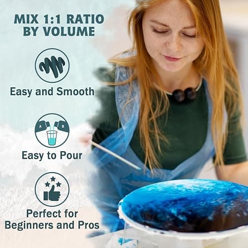 IGaiety Epoxy Resin 32 OZ, Epoxy Resin Kit, Crystal Clear Resin Not Yellowing Epoxy Kit Self-Leveling & Bubble-Free for Beginner Coating Casting DIY Jewelry Making Art Crafts (16 OZ+16 OZ) thumbnail 5