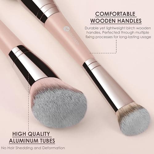 KINGMAS Foundation Brush, Dual Ended Makeup Brush for Foundation and Contour Blending Liquid Powder, Concealer Cream Cosmetics Blush, Cruelty Free Vegan & Easy (Pink) thumbnail 5