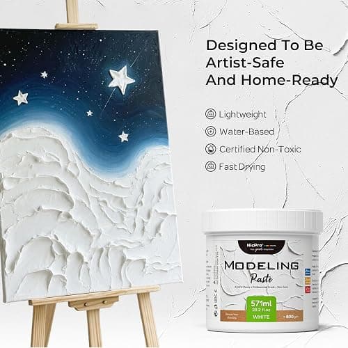 Nicpro Modeling Paste 571 ml / 28.2 oz for Acrylic Painting, High Density Acrylic Medium for Texture Art and Thickness, Structural Molding Texture Paste for Canvas Paint, Art Projects, DIY, 3D Effect thumbnail 2