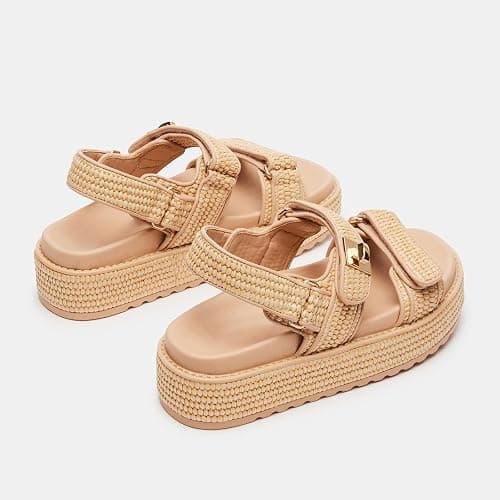 SOVANYOU Raffia Platform Wedge Sandals for Women Comfortable Summer Beach Sandals Open Toe Slingback Platform Sandals with Adjustable Double Buckle - 7 - Natural Raffia thumbnail 6