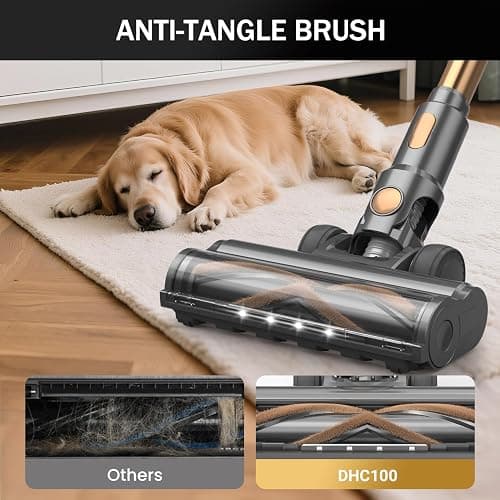NuYupo Cordless Vacuum Cleaner, 10-in-1 Lightweight Stick Vacuum with 45mins Runtime, Powerful Suction, LED Touch Screen, Rechargeable Vacuum Cleaners for Home Hardwood Floor Carpet Pet Hair (Gold) thumbnail 5