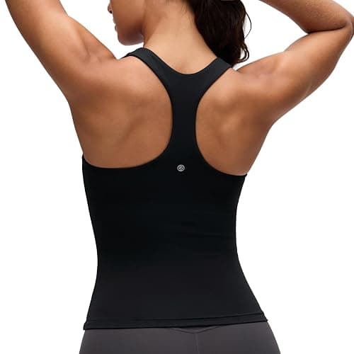 CRZ YOGA Butterluxe Workout Racerback Tank Tops for Women - Padded Athletic Spandex Yoga Shirts with Built in Bra - Image 1