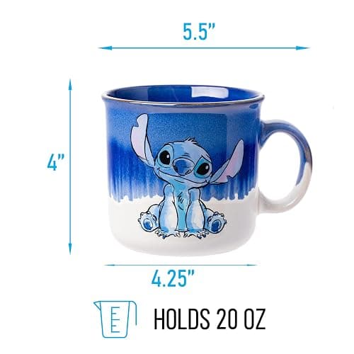 Silver Buffalo Disney Lilo and Stitch Ohana Means Family Reactive Glaze Ceramic Camper Mug, 20 Ounces thumbnail 3