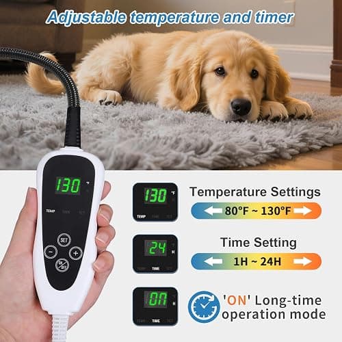 GOLOPET Cat Heating Pad 18x18 in with Smart Thermostat Switch and Power Line Protection Tube,Obtained MET and UL Dual Certification,Waterproof Pet Heating Pad for Cats, with Long Velvet Cloth Cover thumbnail 3